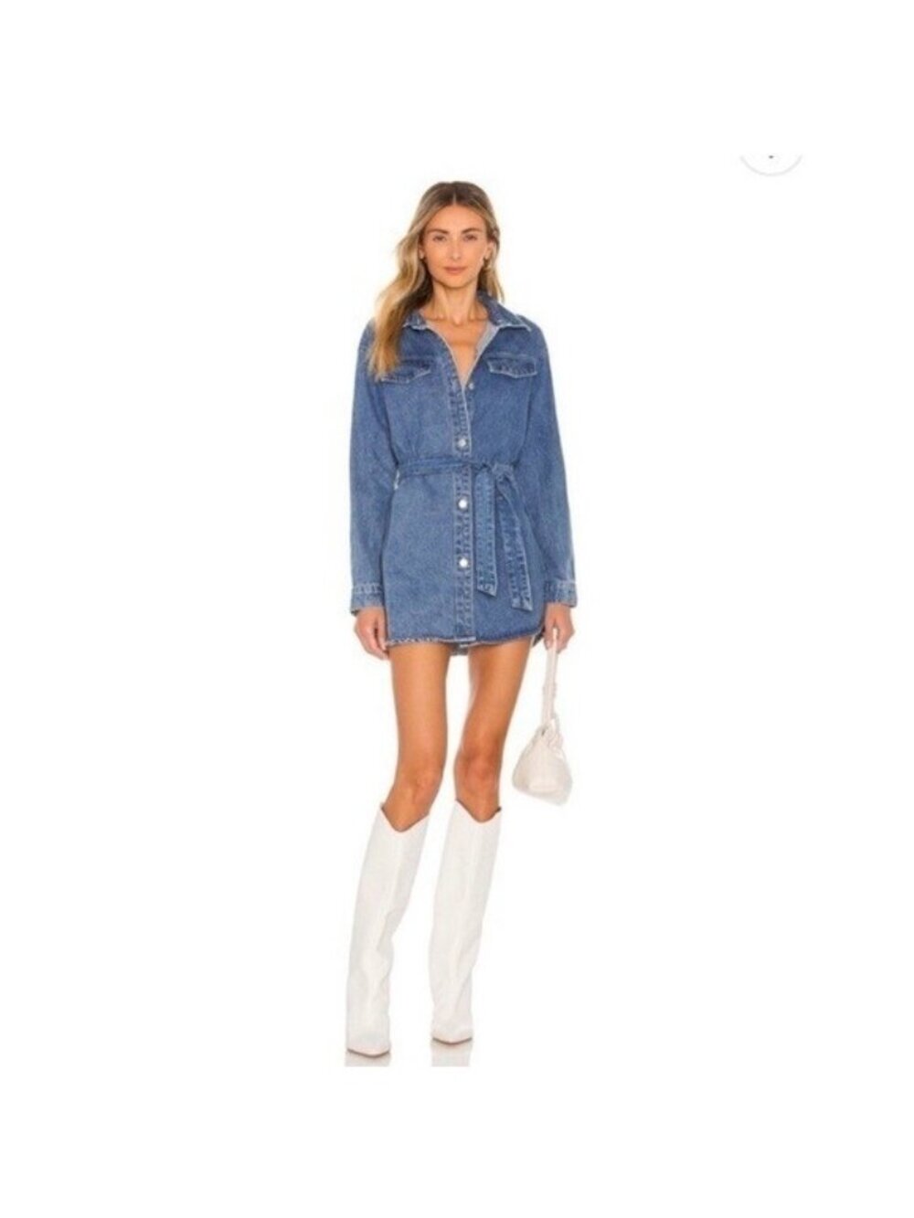 Superdown Denim Mini Dress Button-down Oversized Jean Shirt New w/ Defect